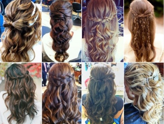wedding hair plait with curls